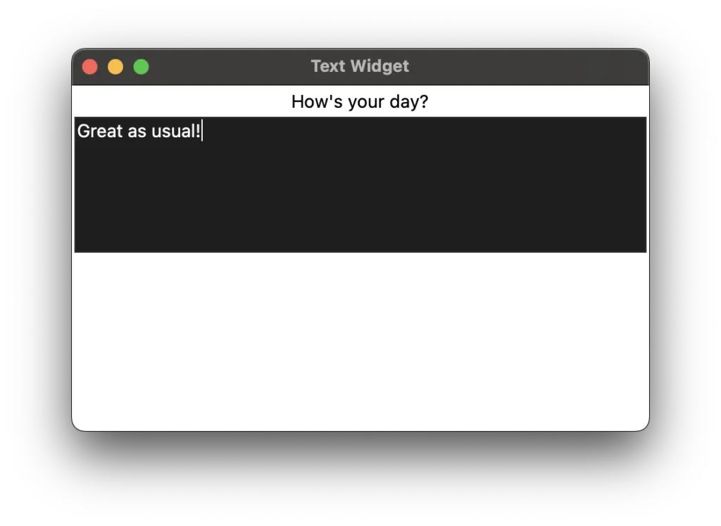 Tkinter text widget