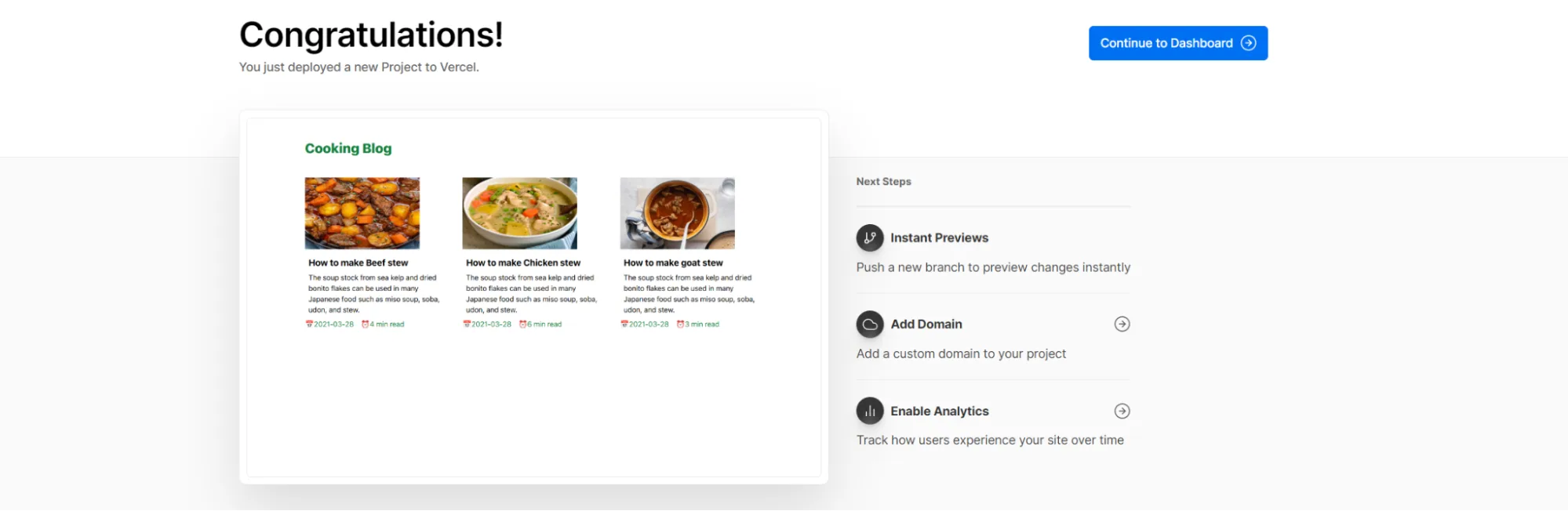 deploy blog to Vercel