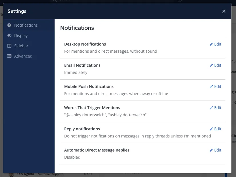 customize Mattermost notifications from your your Settings modal