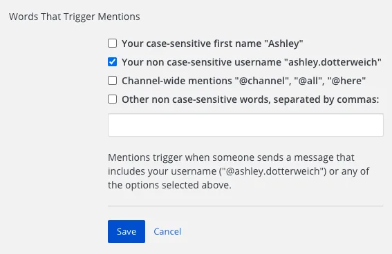 trigger mentions by name and other keywords
