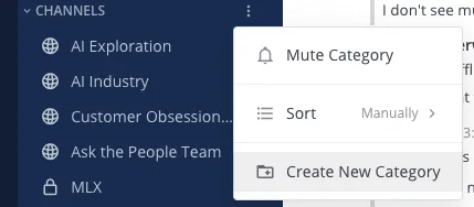 create new categories in sidebar