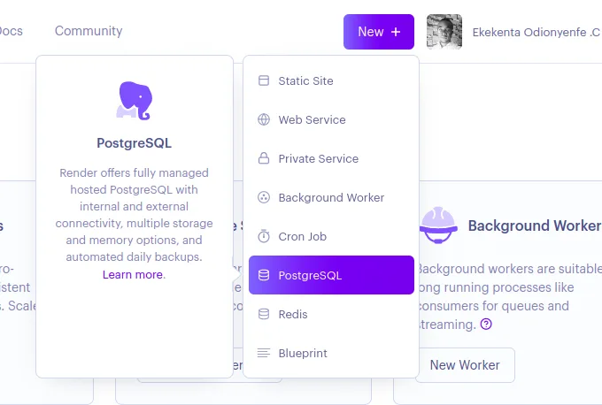 host a database on render