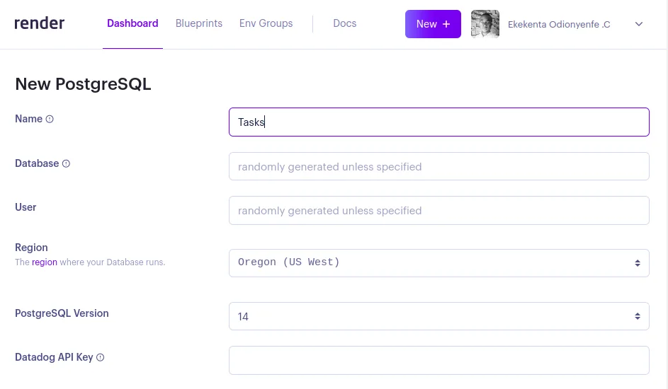 set up database details
