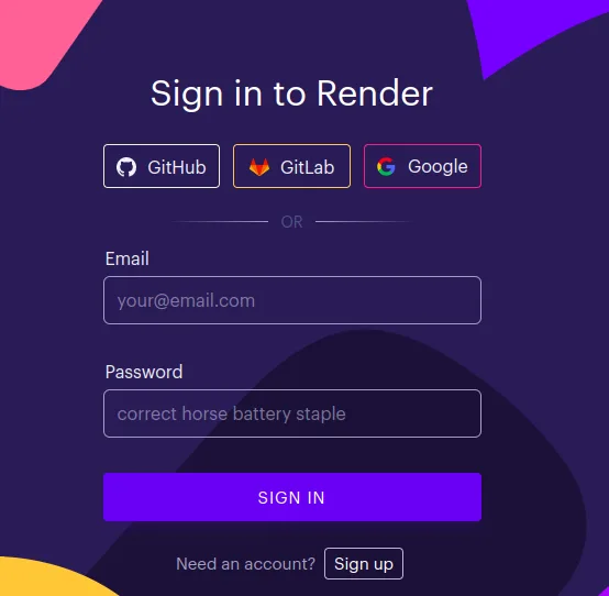 create a render account