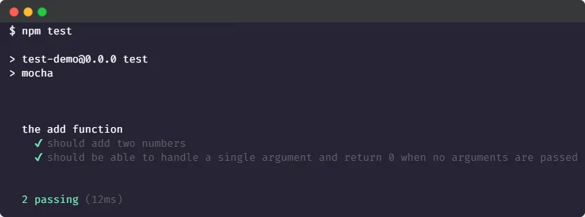 passing unit test