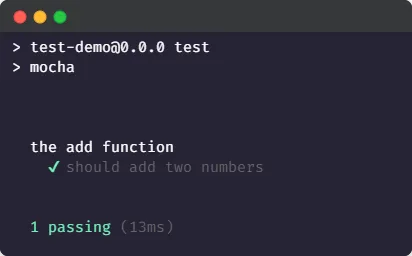 succesful unit test output