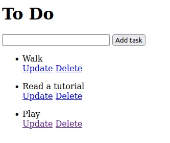 new index page with delete buttons