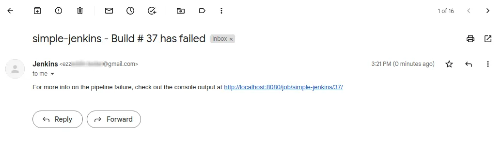 Email notification for CI/CD pipeline build in Jenkins