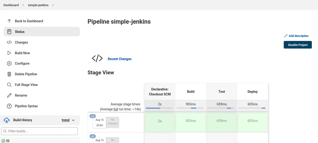Successful Jenkins job run