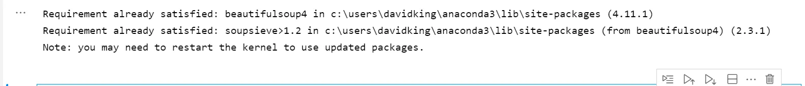 Beautiful Soup library output