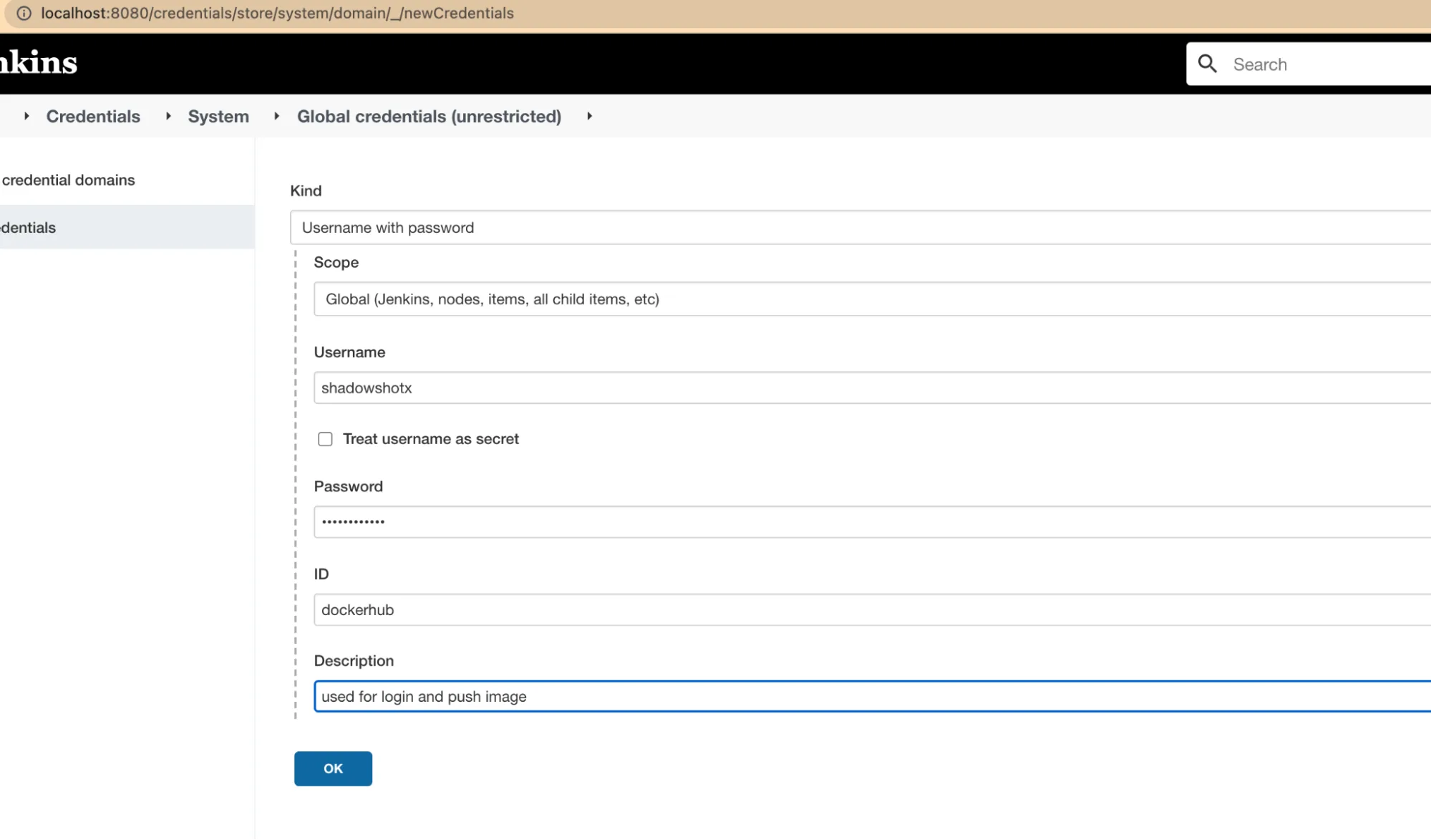 add global credentials for Jenkins