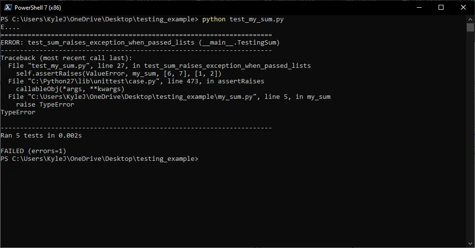 python unit test console 1