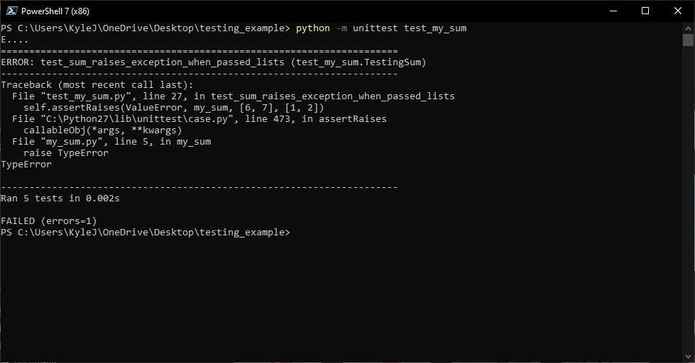python unit test console 2