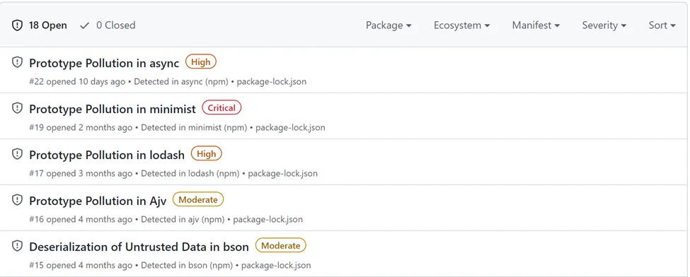 Code scanning alerts