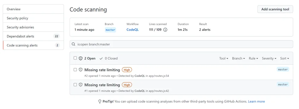 GitHub Actions: Code Scanning
