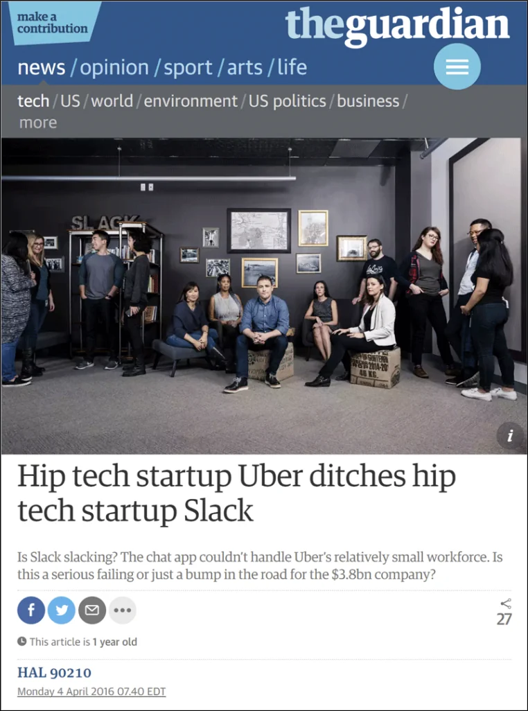 Uber ditches Slack