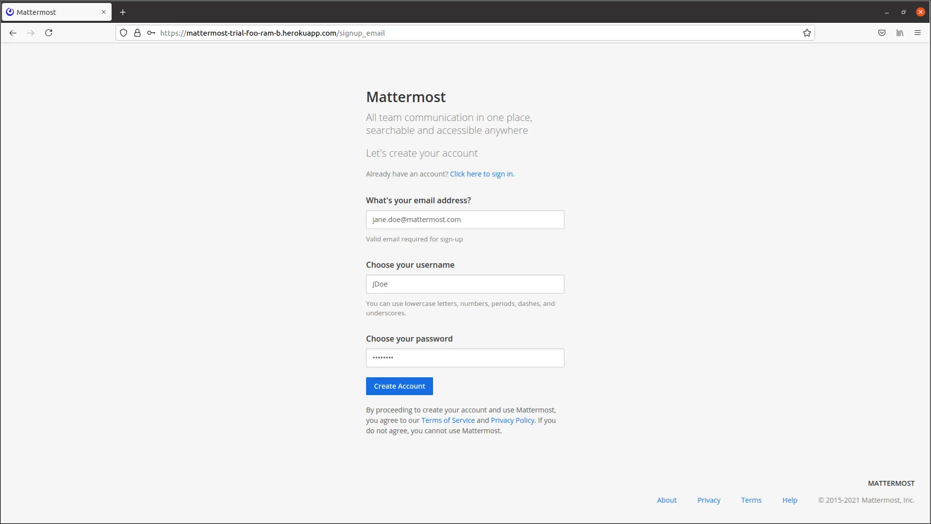 Welcome window after successful deployment in Heroku