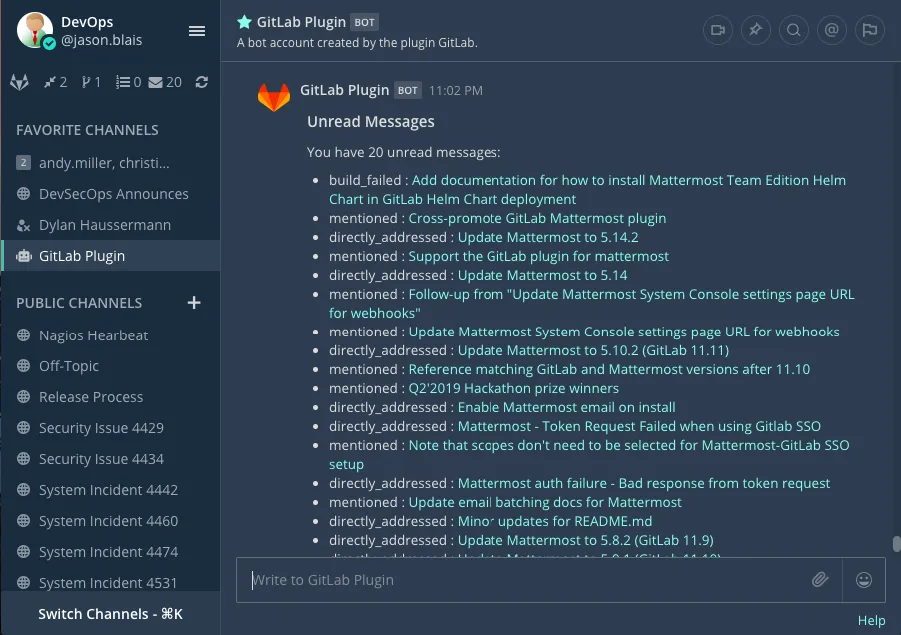 Mattermost's GitLab plugin