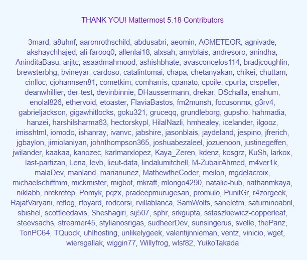 Mattermost 5.18 - Contributors