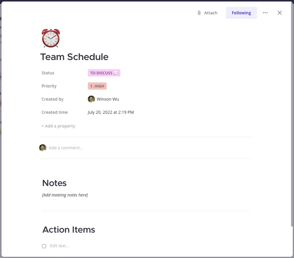 meeting agenda ticket in Boards