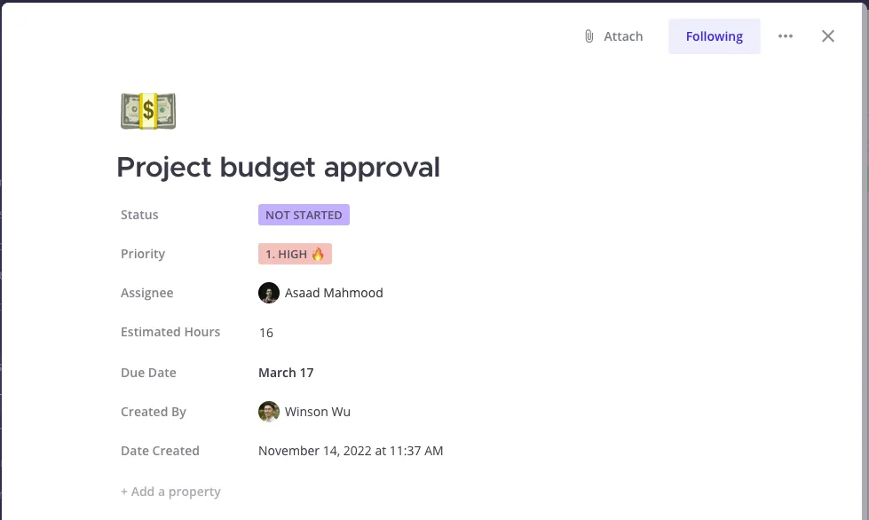 Project task board in action