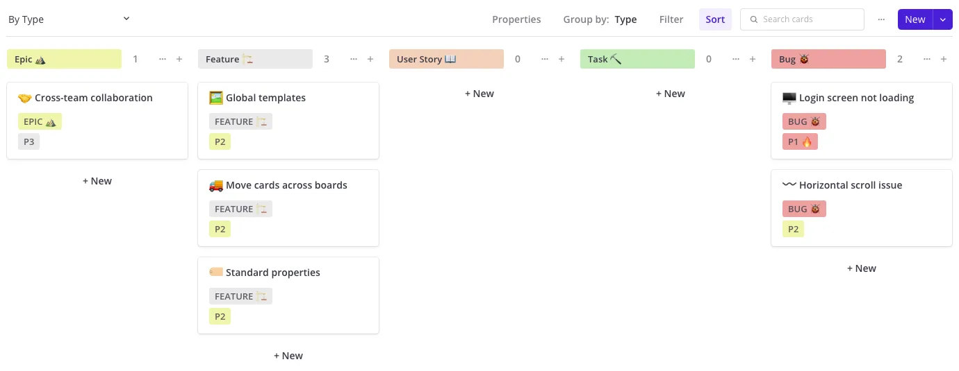 view tasks by type