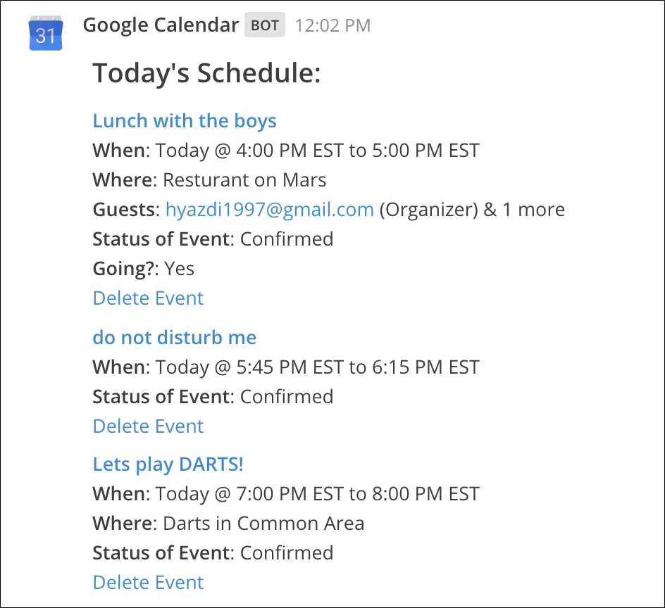 Google Calendar plugin