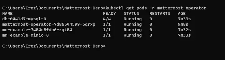 mattermost on minikube up and running