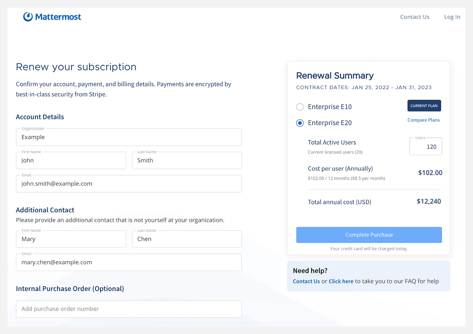 Renew your Mattermost subscription online