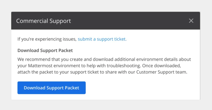 Support packet generation