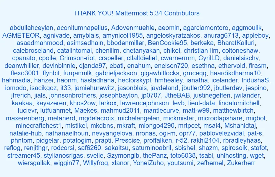 Mattermost 5.34 contributors