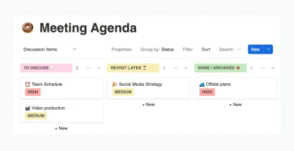 Focalboard meeting agenda