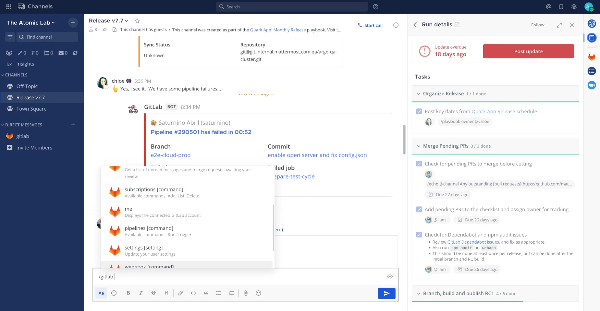 GitLab plugin on Mattermost