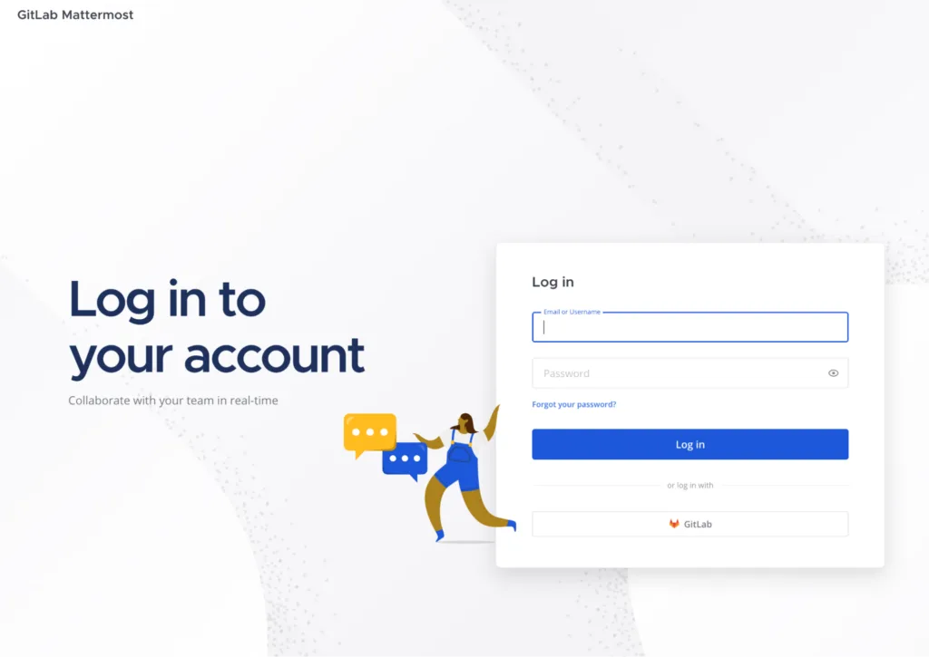 Login screen for Mattermost