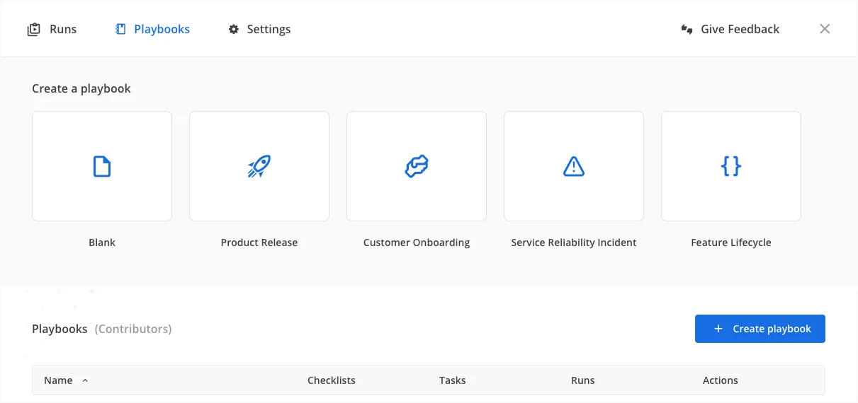 Create a playbook modal