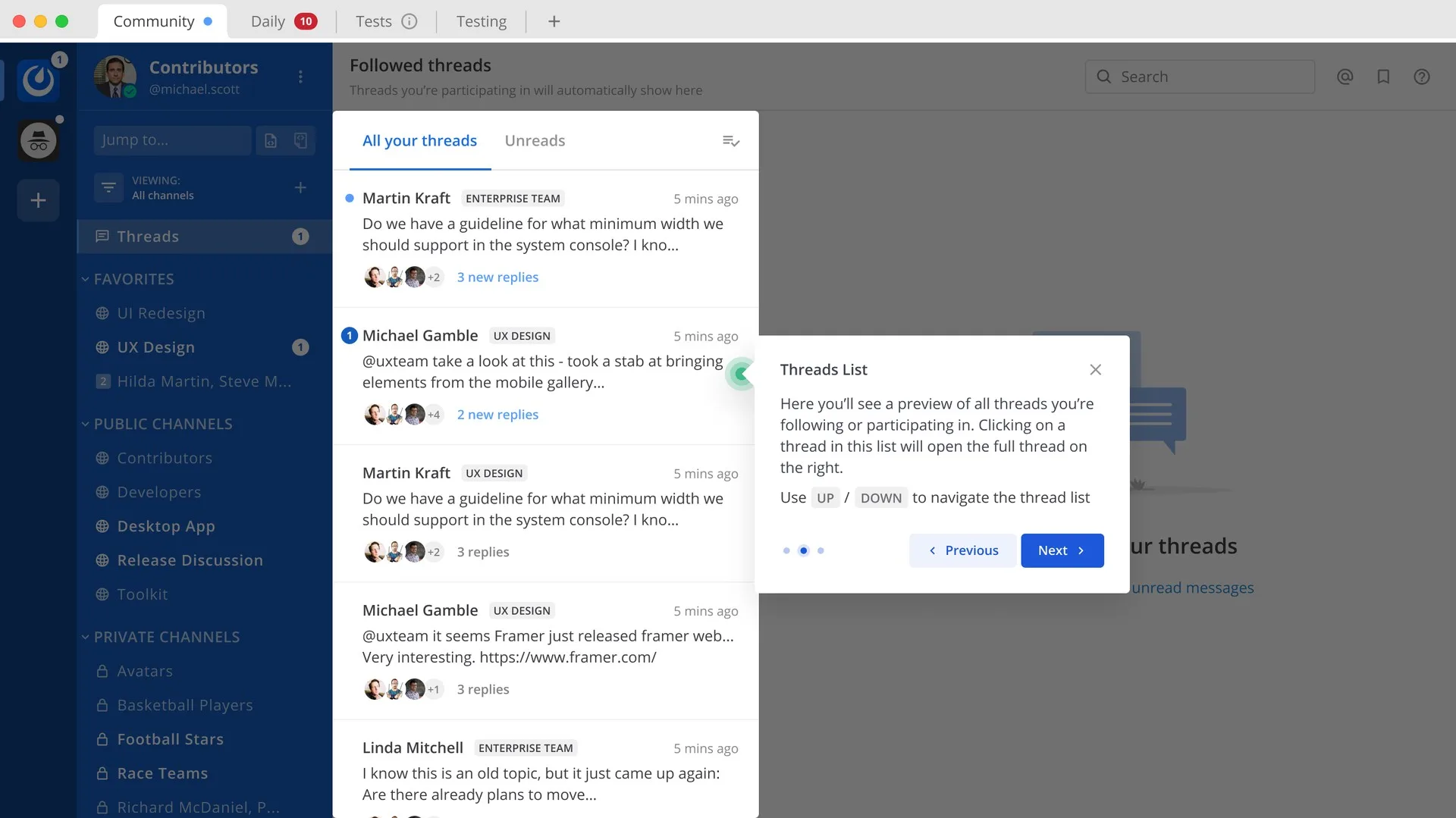 Mattermost v6.2 enhanced keyboard navigation in threads