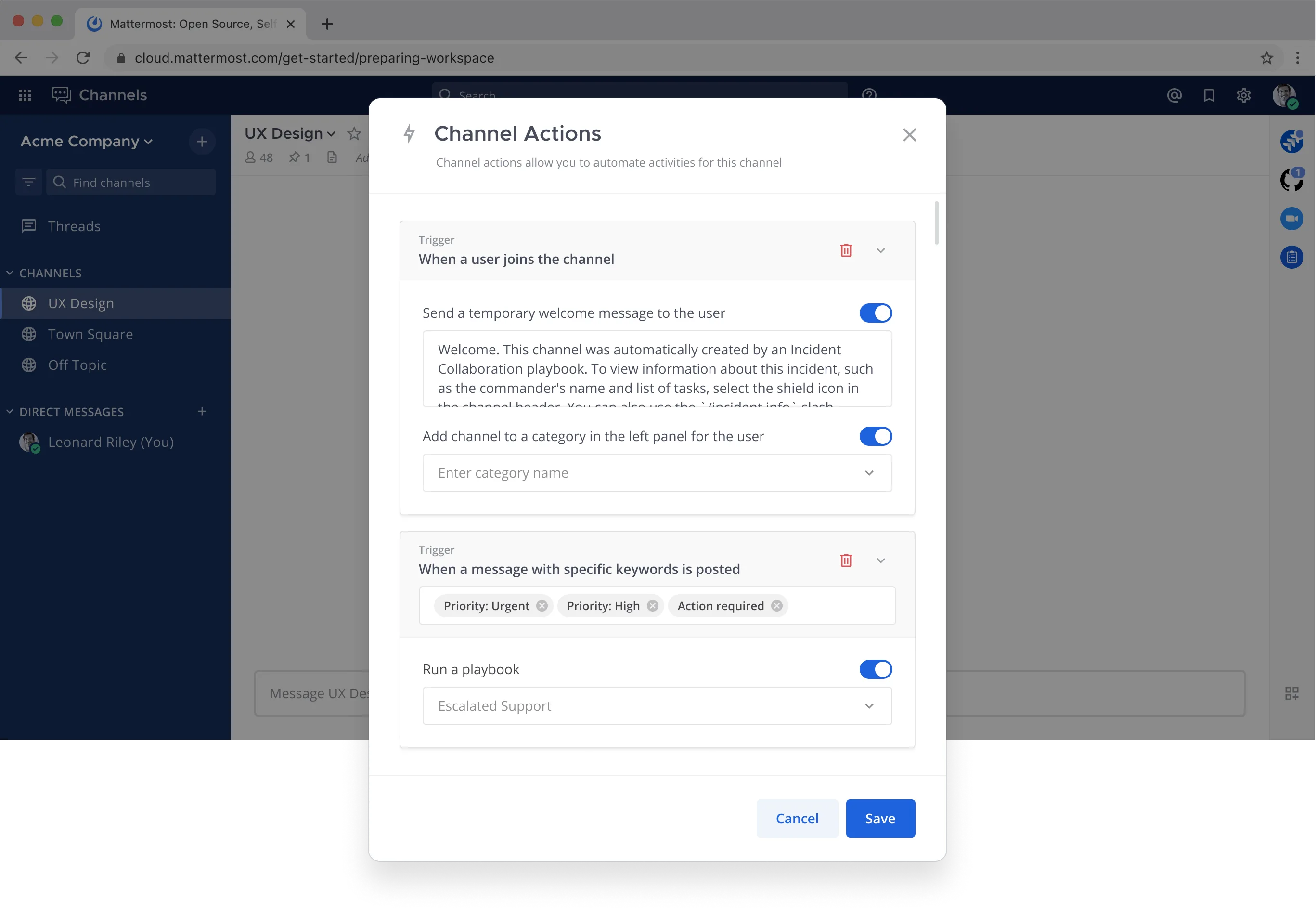 Mattermost v6.6 - Channel Actions