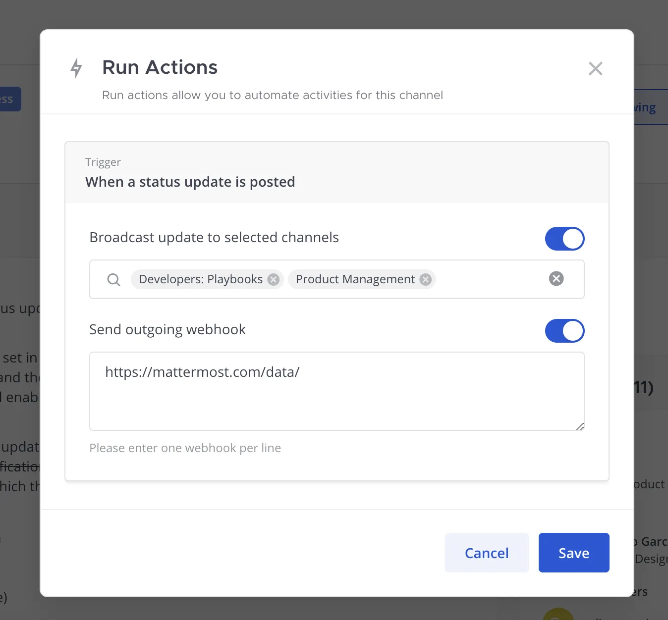 Mattermost v7.0 - Run actions