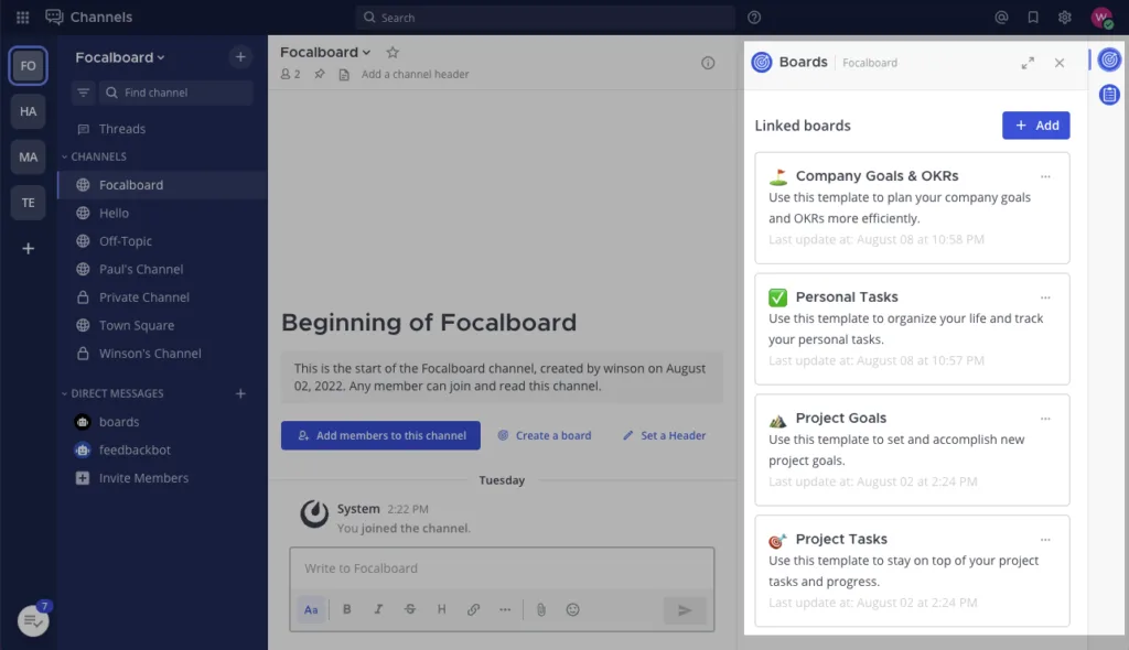 Link boards to multiple channels