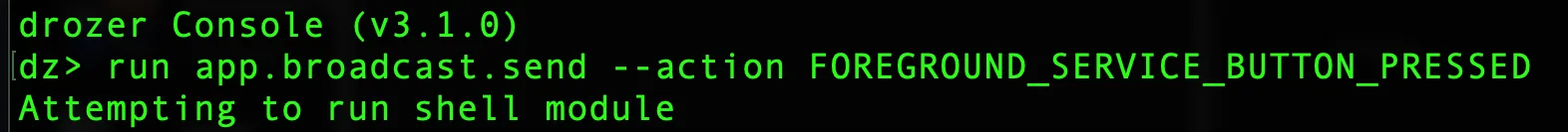 Figure 5: Issuing the drozer command