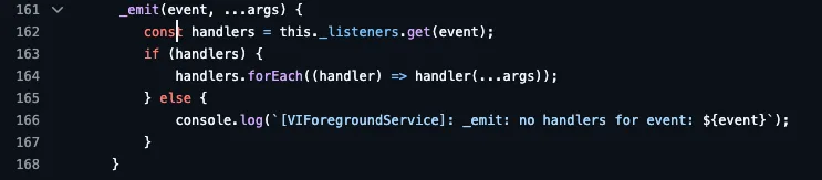 Figure 7: Event handling code in the JavaScript layer