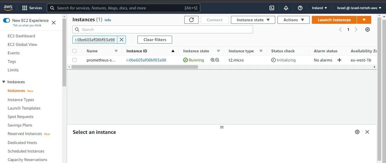 Linux server instance is up and running