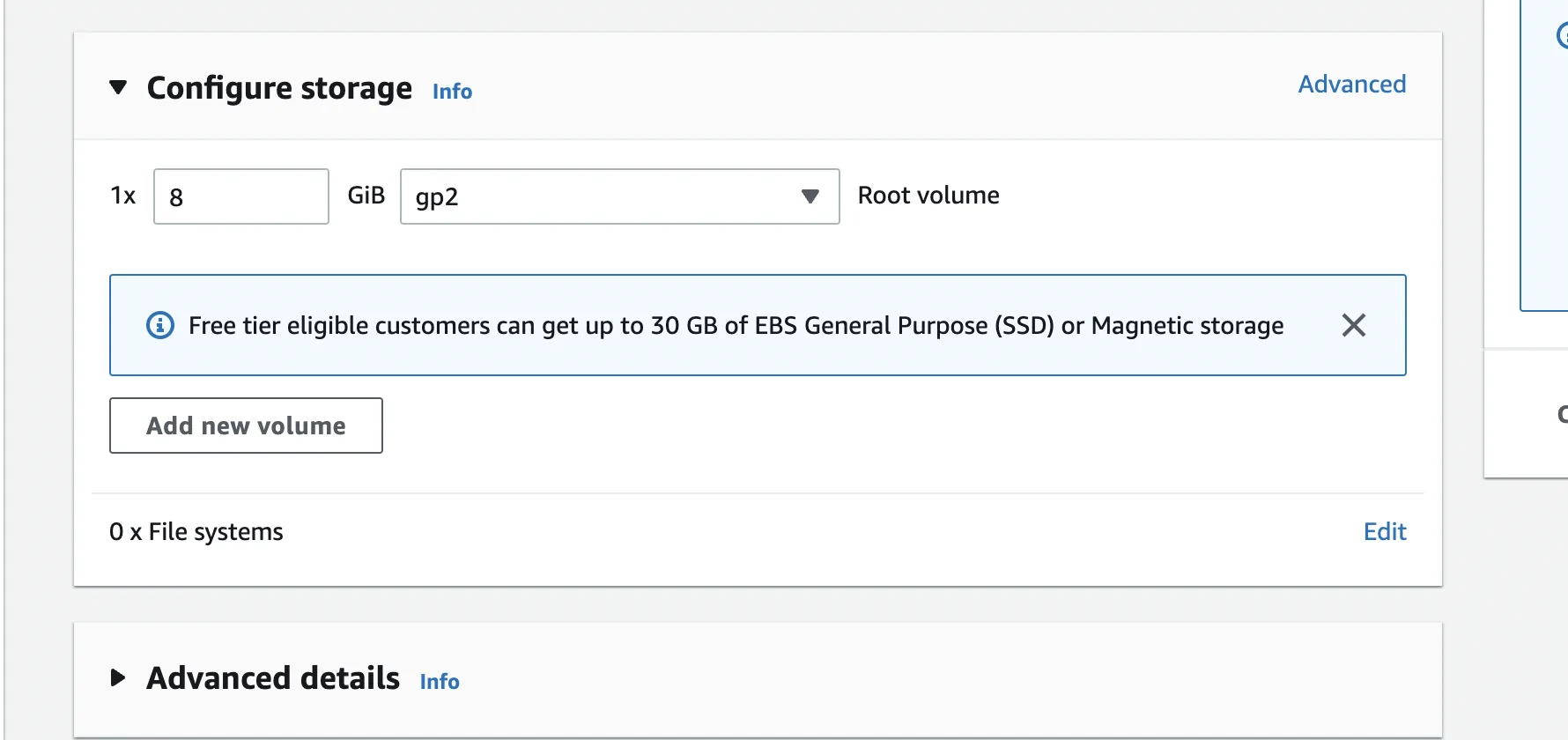 configure storage for EC2