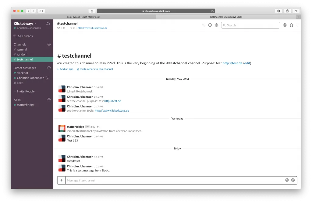 Slack channel view