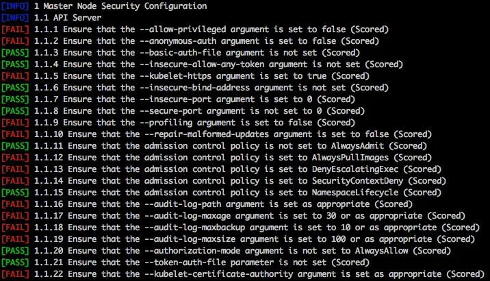 Kubernetes benchmark for security