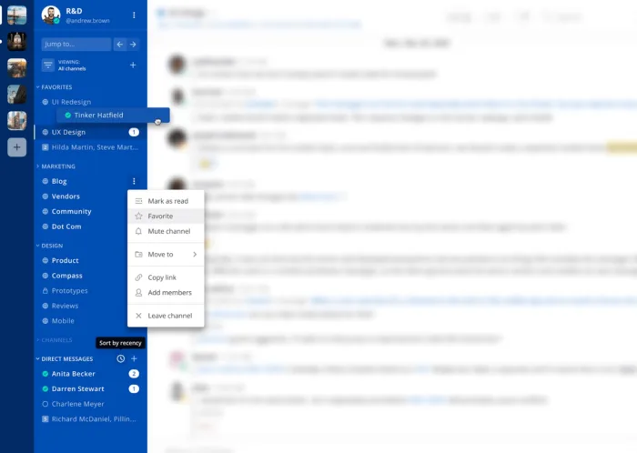 mattermost user experience sidebar features