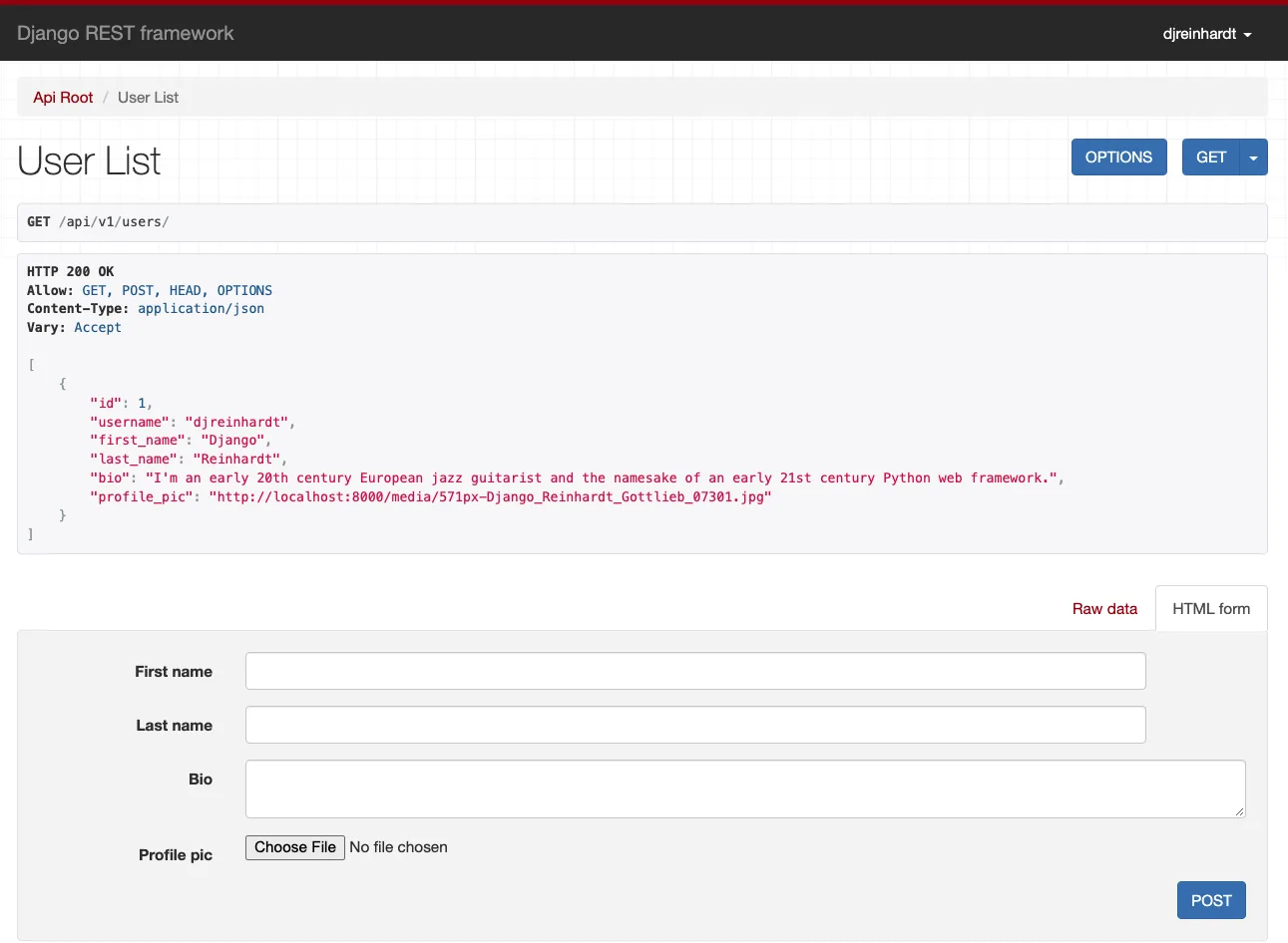 user model data