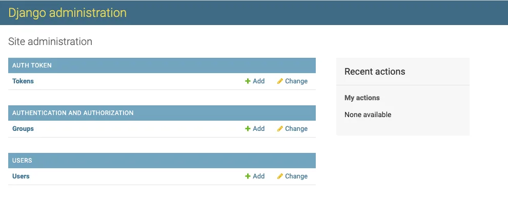 Django administration dashboard