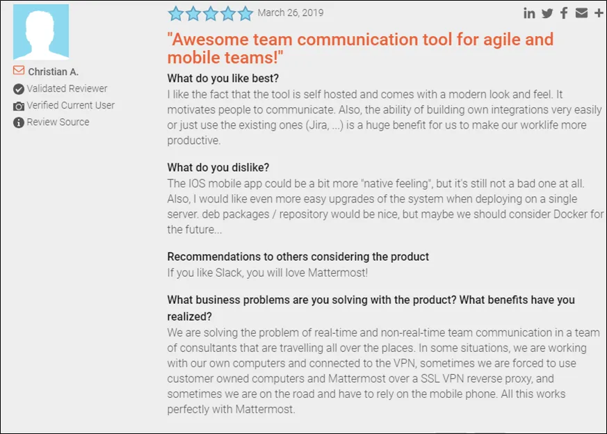 Why we love customer reviews  at Mattermost