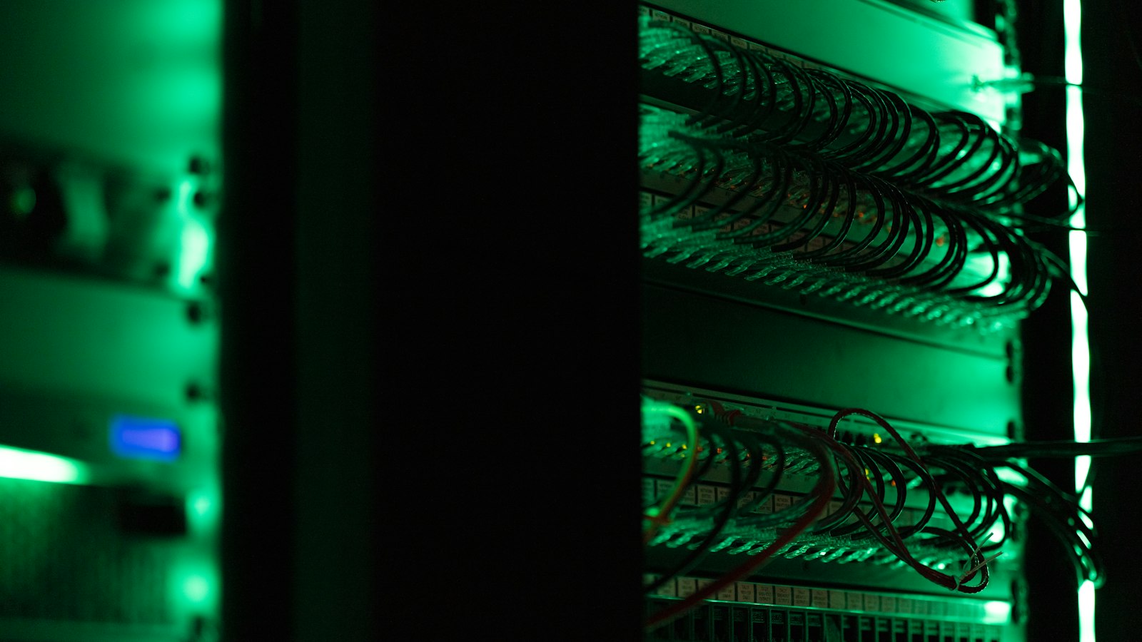 Network cables in a server rack